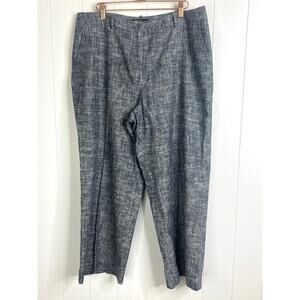 Talbots Heritage Blue Linen/Cotton Blend Cropped Flat Front Pants Size 14